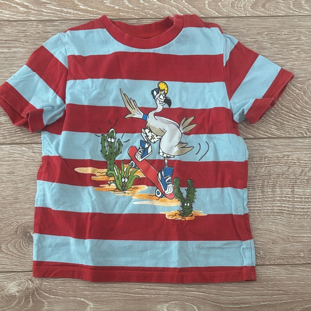 Stella McCartney kids Red and Blue Striped Cartoon Tee sz 24 months